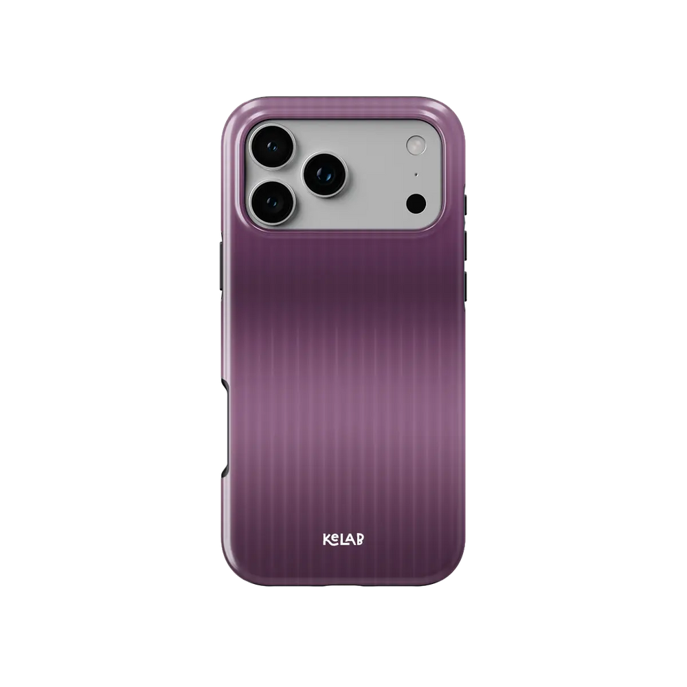 KELAB iphone case with gradient fluted glass pattern in purple, raised camera lip