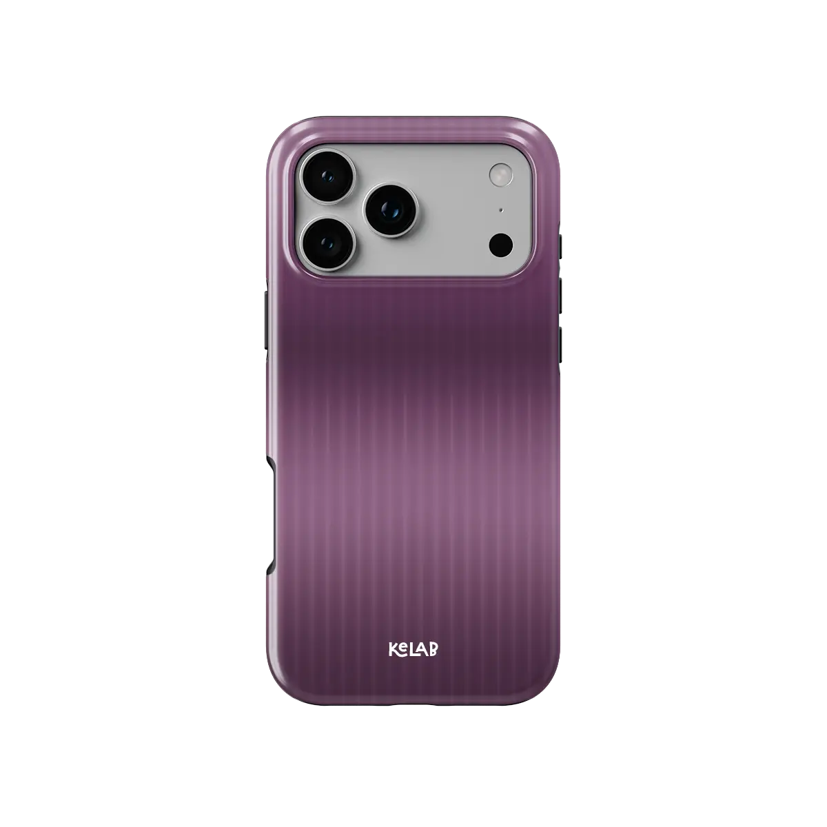 KELAB iphone case with gradient fluted glass pattern in purple, raised camera lip