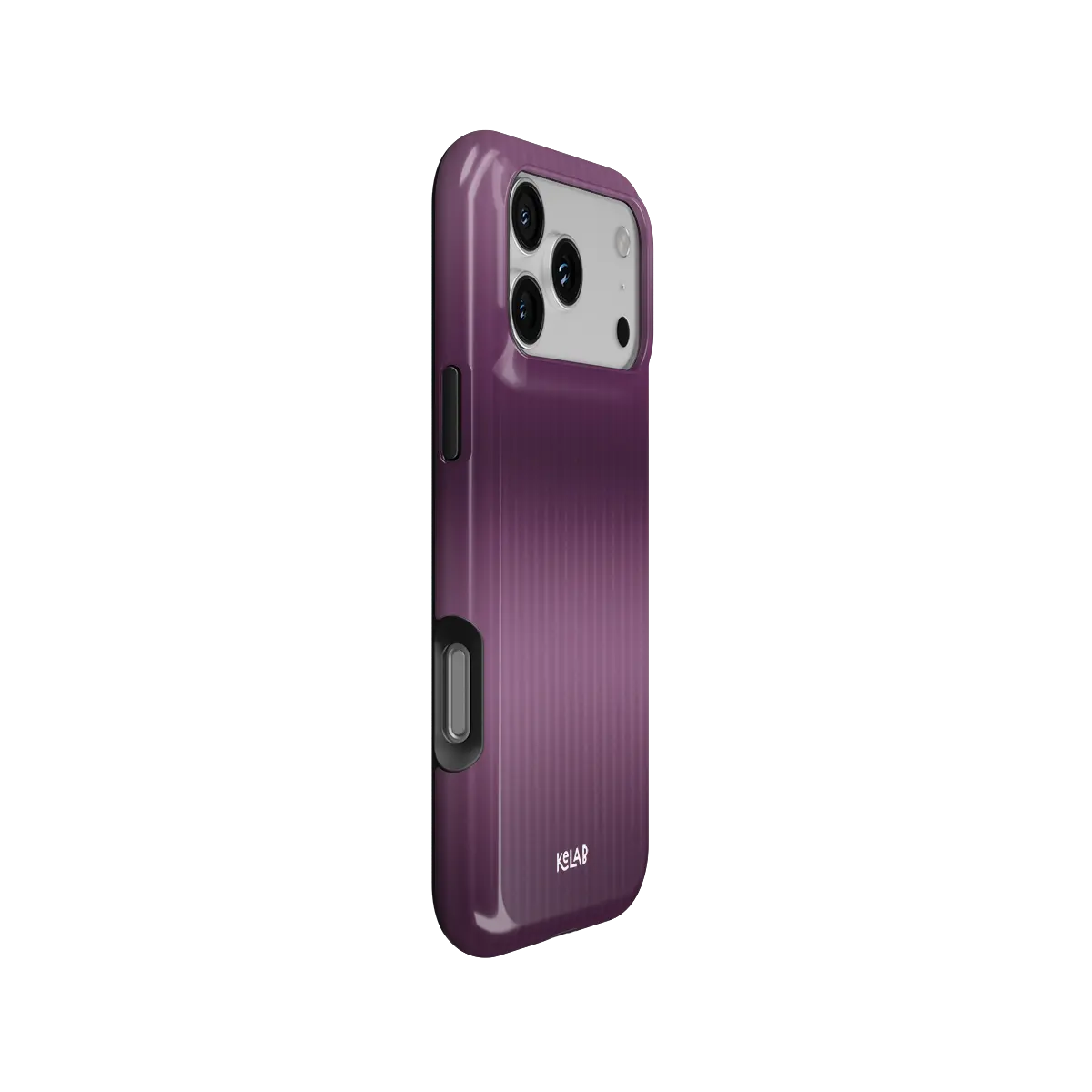 KELAB iPhone case with gradient fluted glass pattern and glossy ombre purple finish