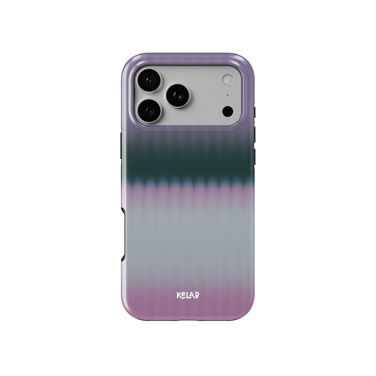 KELAB iphone case with gradient fluted glass pattern and raised lip for screen and camera protection