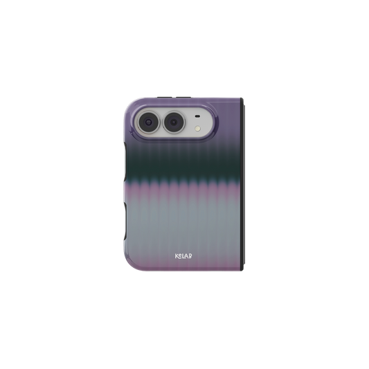 Pink Gradient Fluted Glass, Dusk iPhone 18 Fold Case, unfolded front view
