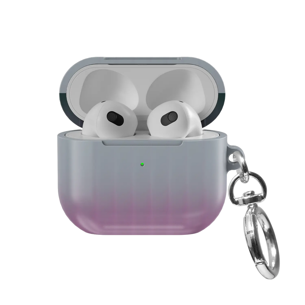 Dusk Bloom | Pink Fluted Glass Gradient Ombre AirPods Case - front view with open lid