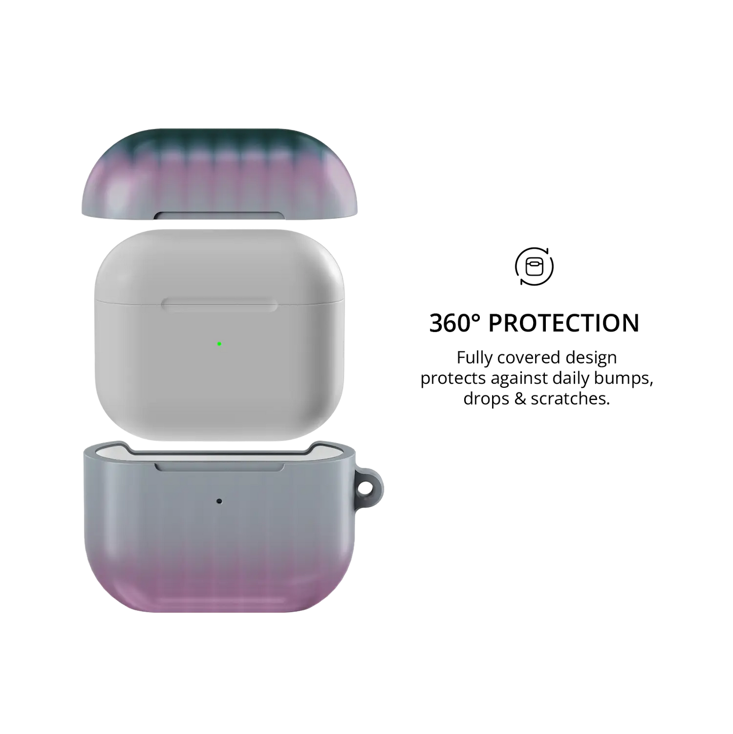 Dusk Bloom | Pink Fluted Glass Gradient Ombre AirPods Case - 360 degree protection view