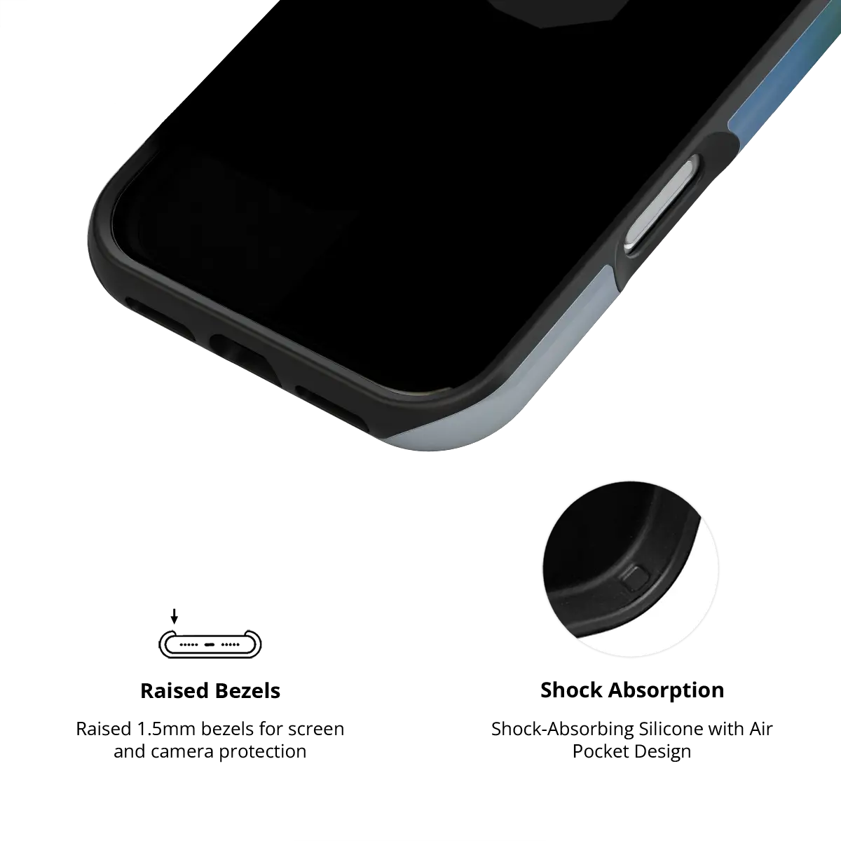 KELAB iphone case with gradient fluted glass pattern, polycarbonate shell and shock absorbing liner