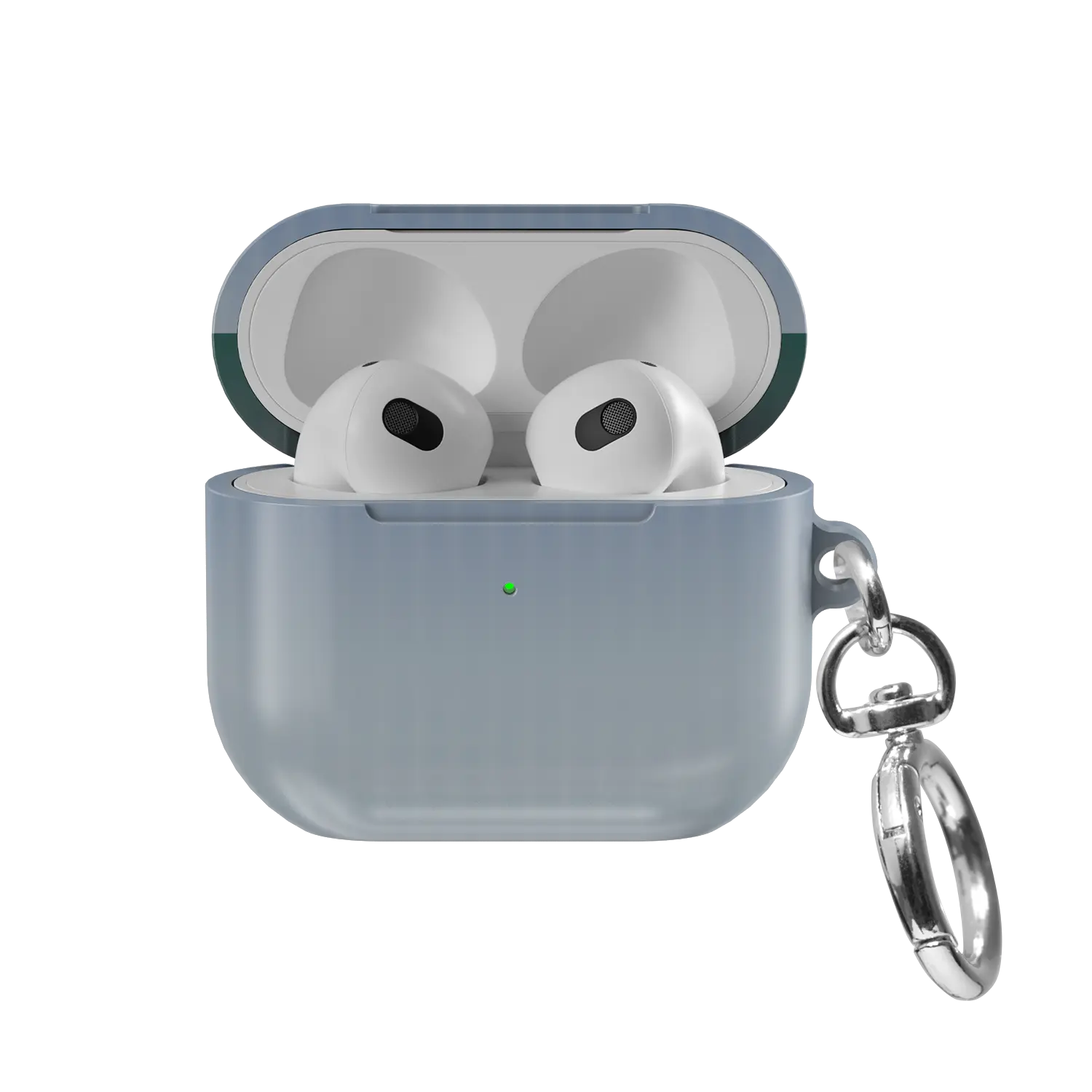 Blue Fluted Glass Gradient Ombre AirPods Case, front view with lid open