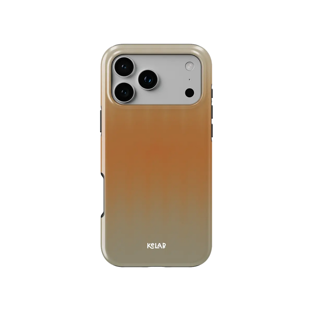 KELAB iphone case with gradient fluted glass pattern, raised lip and camera protection in tan