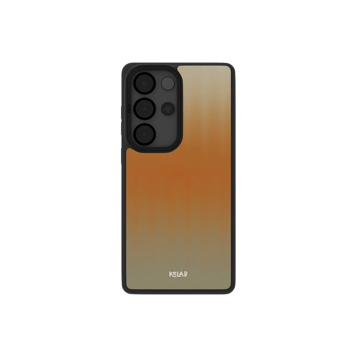 Orange gradient Samsung Galaxy case, back view with apricot to peach fluted glass ribbing around the camera cutout