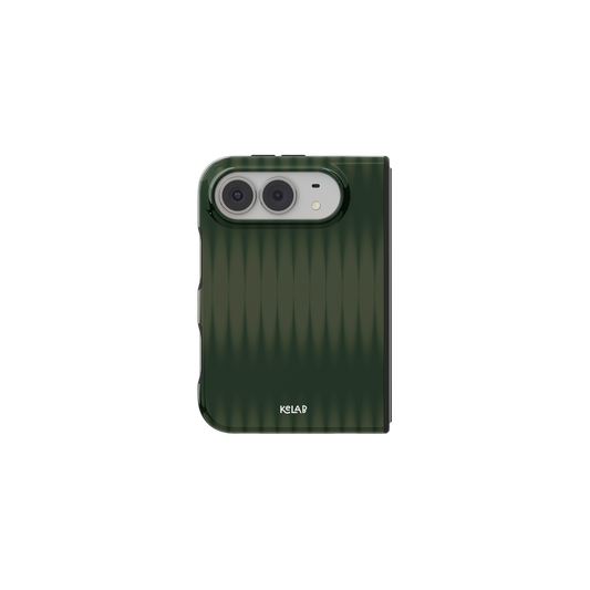 Olive Gradient Fluted Glass, Nature iPhone 18 Fold Case, unfolded front view