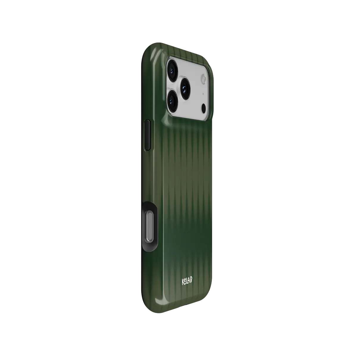 Green KELAB iphone case with gradient fluted glass pattern and shock-absorbing liner