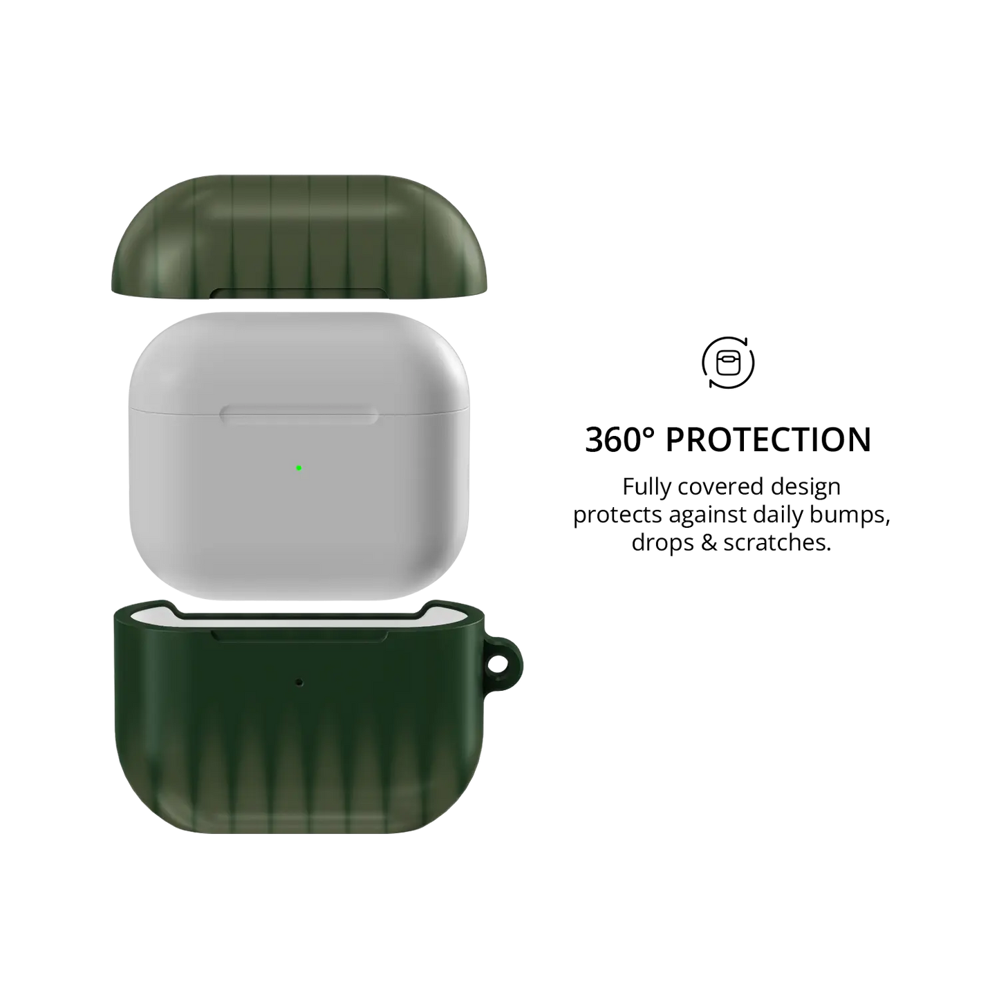 Forest Veil | Olive Fluted Glass Gradient Ombre AirPods Case - 360 degree protection view
