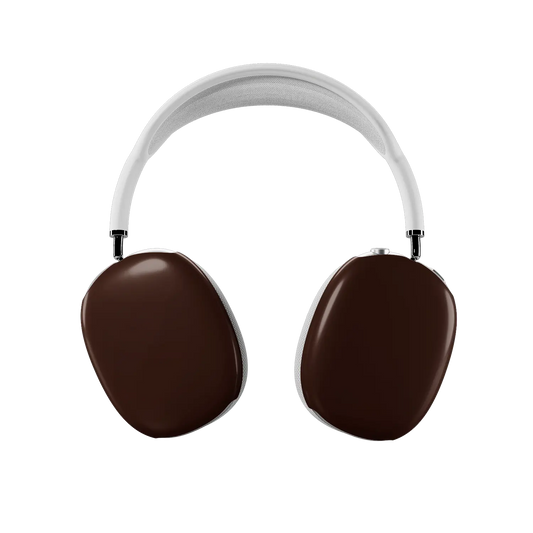 Espresso Brown AirPods Max case — front view showing both earcup covers in a solid espresso brown finish