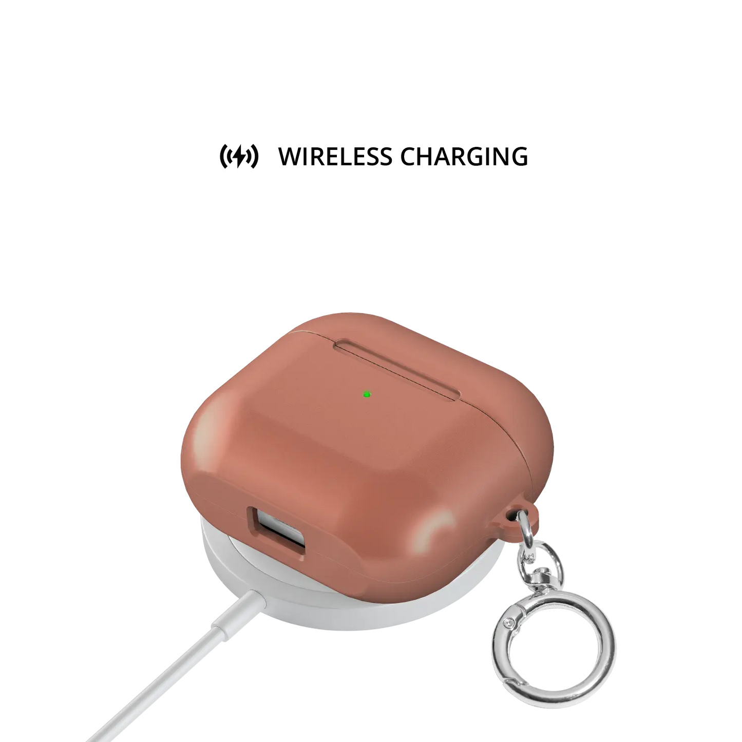 Solid Nude Clay AirPods Case, on wireless charger