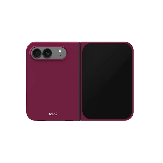 Burgundy, Deep Berry Minimalist iPhone 18 Fold Case, unfolded front view