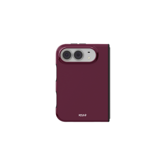 Burgundy, Deep Berry Minimalist iPhone 18 Fold Case, unfolded front view