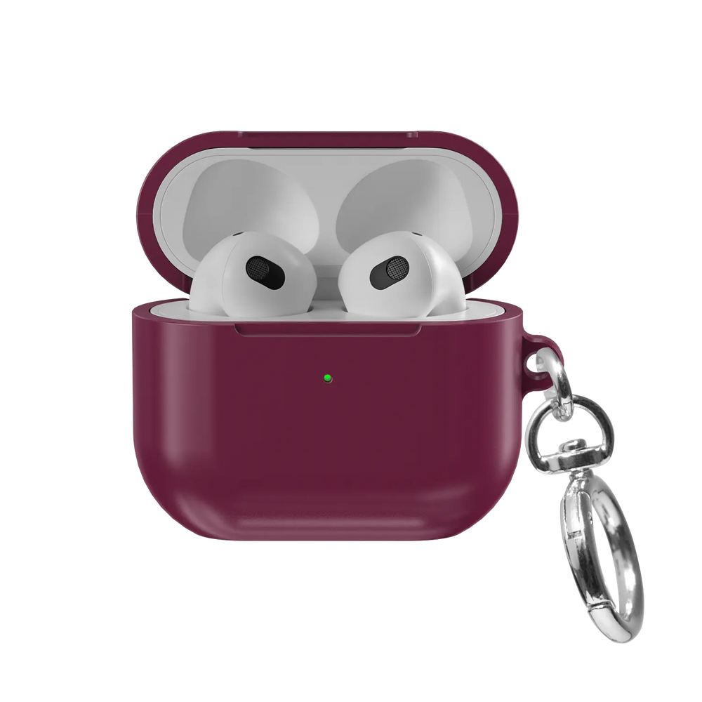 Solid Burgundy AirPods Case, front view with lid open