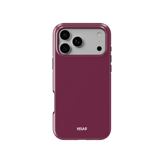 KELAB solid color iphone case in burgundy with raised camera lip and MagSafe