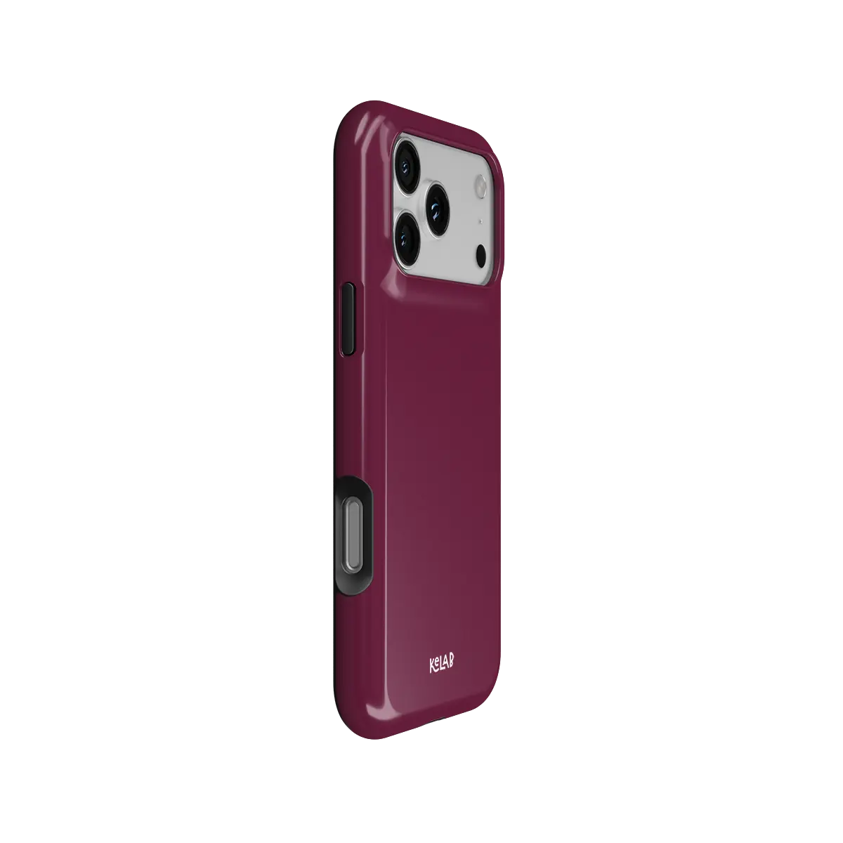 KELAB solid color iphone case with raised camera lip, burgundy hard shell and silicone liner