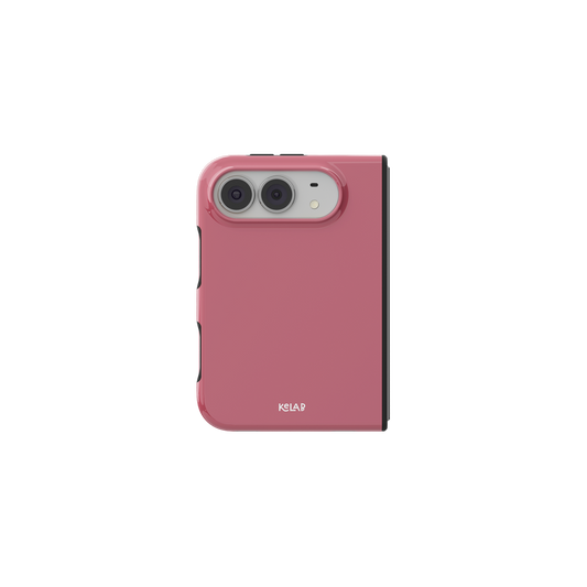 Pink Dusty Rose, Minimalist iPhone 18 Fold Case, unfolded front view