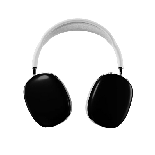 Solid Black AirPods Max case — front view showing both earcup covers in a sleek glossy black finish