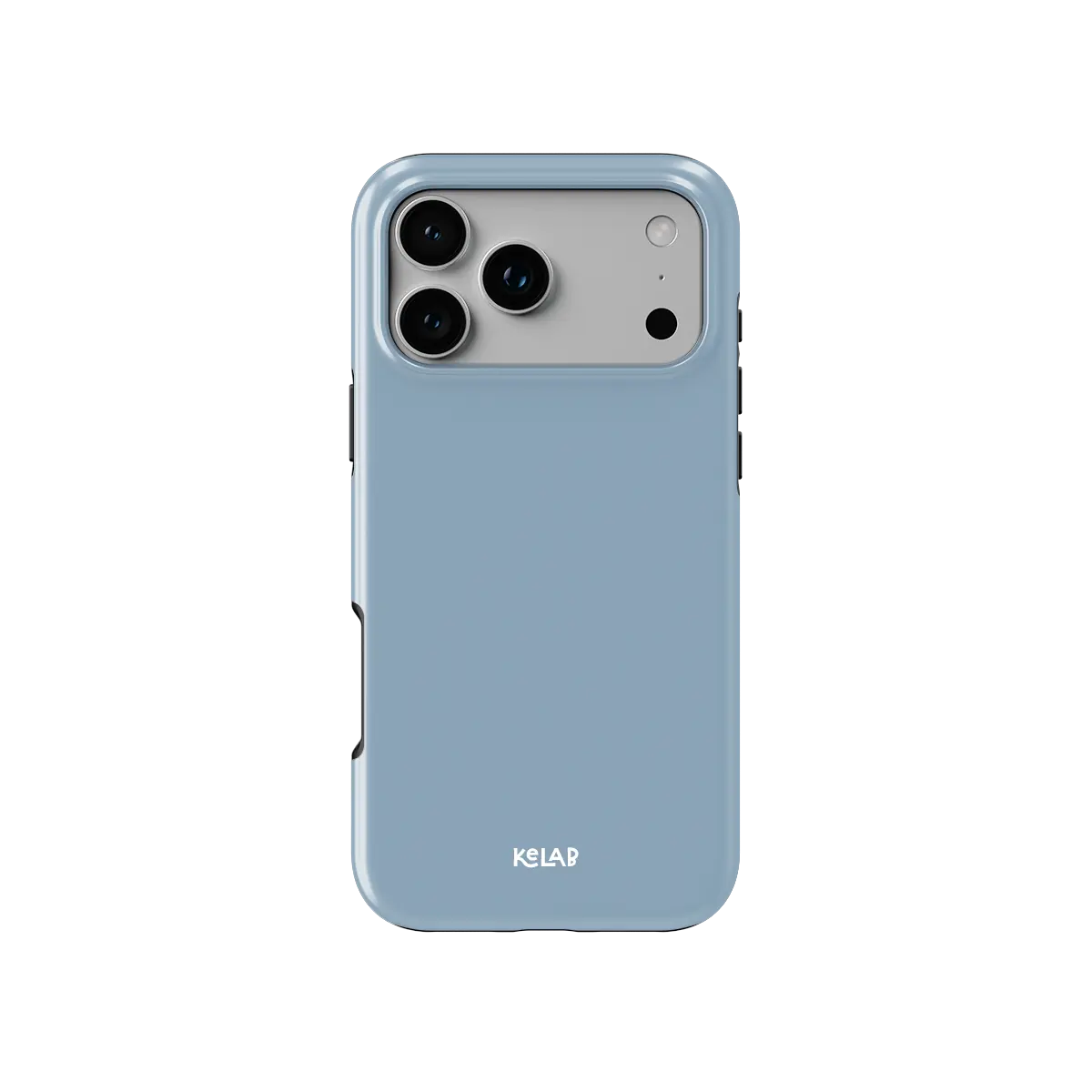 Solid Color KELAB iPhone Case in light blue with hard shell and silicone liner