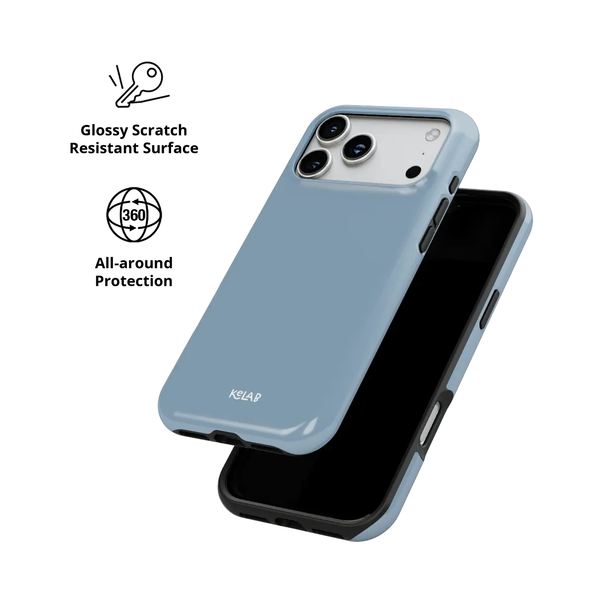 Solid Color KELAB iPhone Case with Electroplated mirror finish frame and raised camera lip