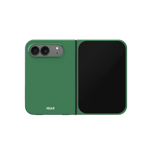 Forest Green, Deep Pine Minimalist iPhone 18 Fold Case, unfolded front view