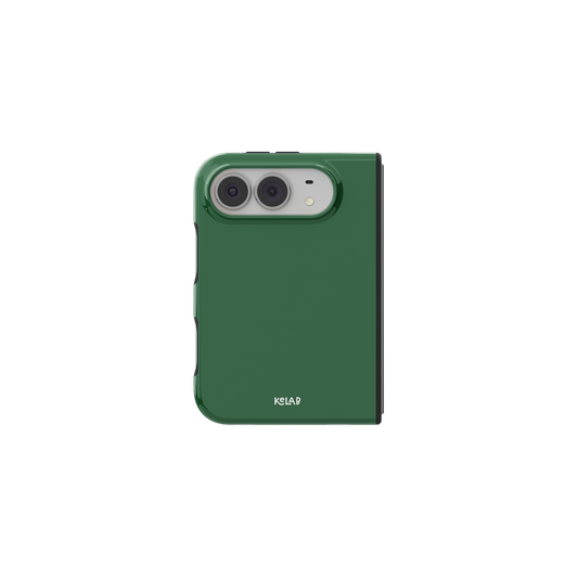 Forest Green, Deep Pine Minimalist iPhone 18 Fold Case, unfolded front view
