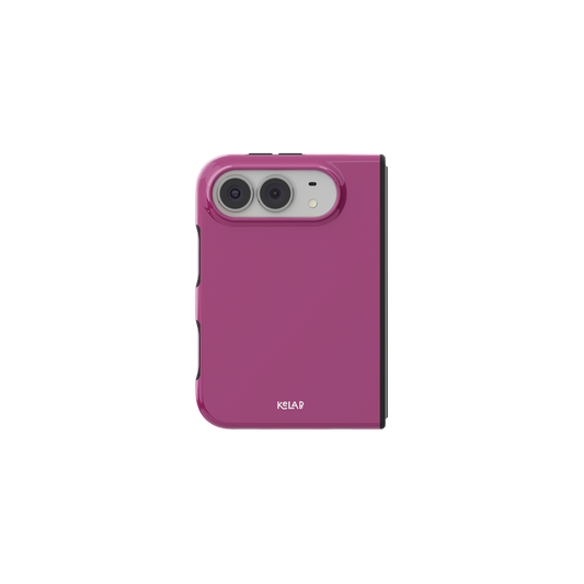 Pink Magenta, Deep Berry iPhone 18 Fold Case, unfolded front view