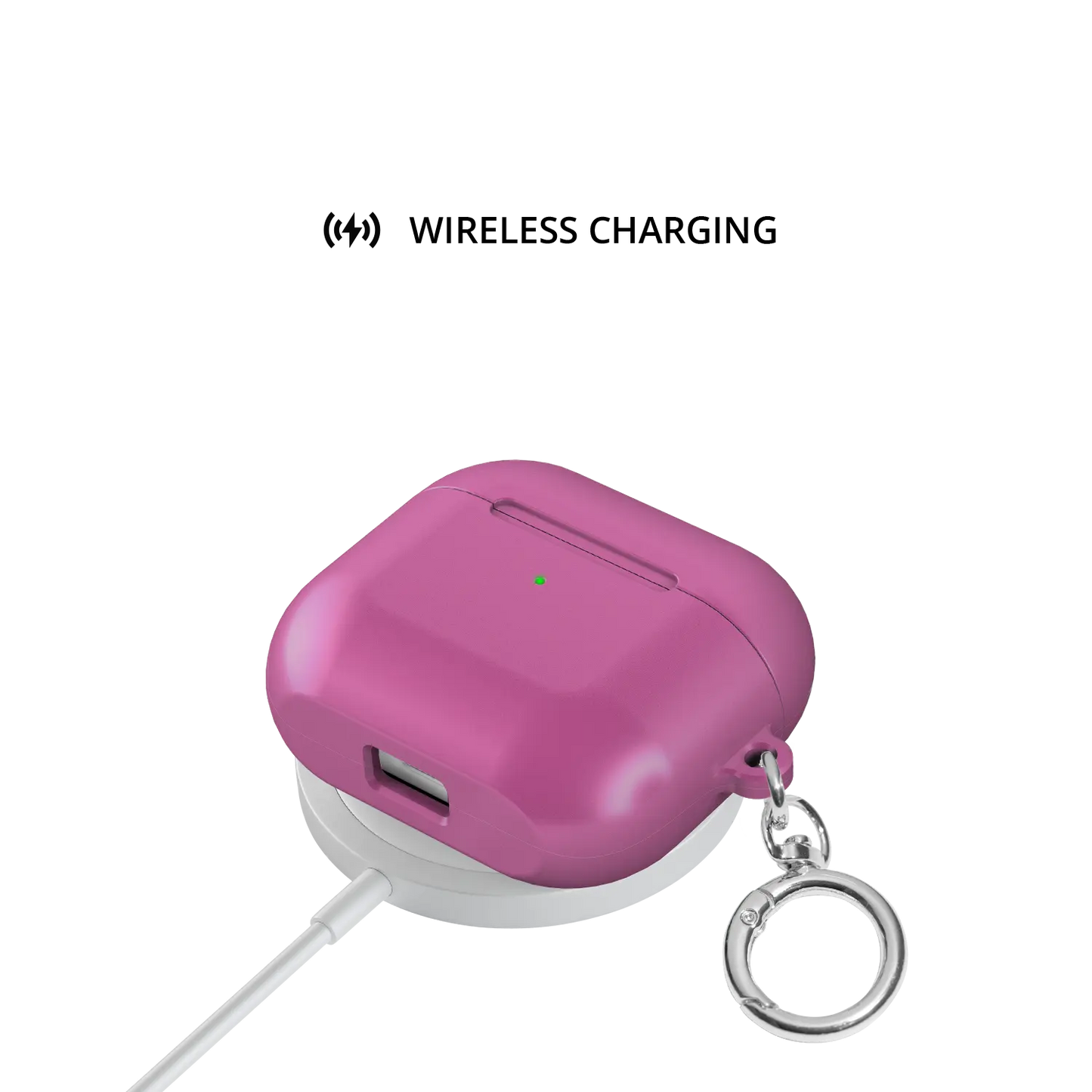 Solid Pink Magenta AirPods Case, on wireless charger