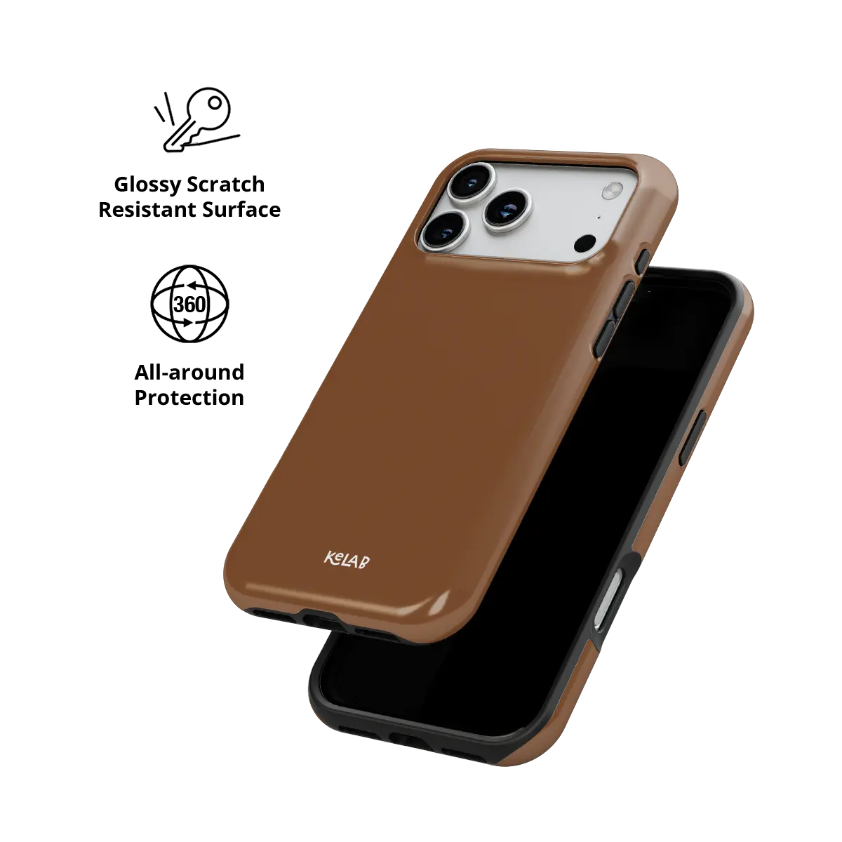 KELAB solid color iPhone case with shockproof hard shell and silicone liner, MagSafe