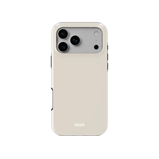 Solid Color KELAB iPhone Case in cream with tough MagSafe design and raised lip camera cutout