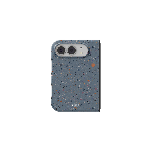 Blue Paint Splatter, Coastal Art iPhone 18 Fold Case, unfolded front view