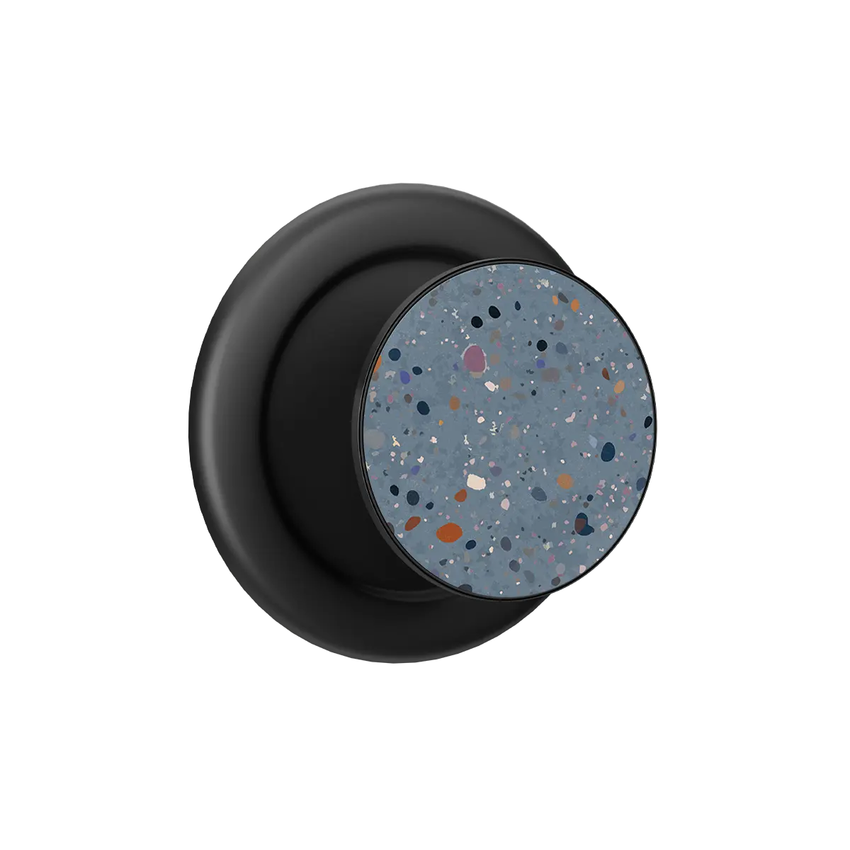 Black Seaside Drift MagSafe phone grip with terrazzo-patterned pop grip and built-in strong magnets.