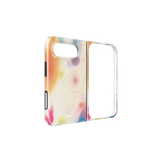 Purple Pastel Ombre Gradient, Y2K iPhone 18 Fold Case, unfolded side view showing the hinge