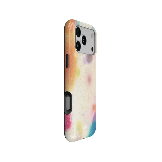 Purple Pastel Ombre Gradient iPhone Case, side angle view showing precise button cutouts and wraparound edge
