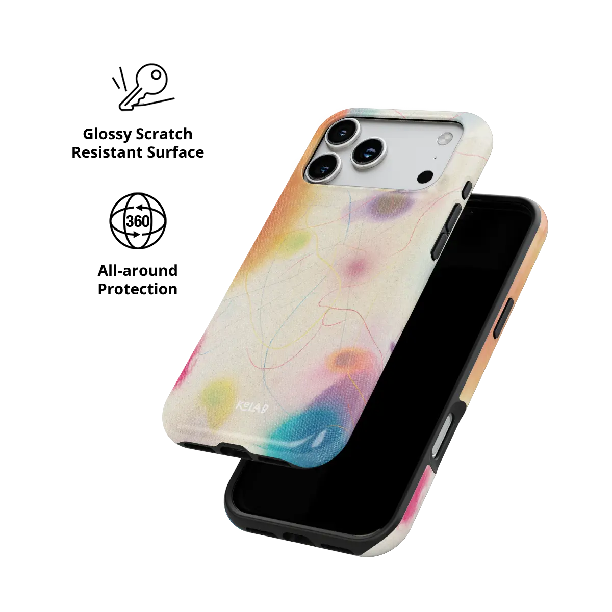 Purple Pastel Ombre Gradient iPhone Case, scratch-resistant all-around protection detail