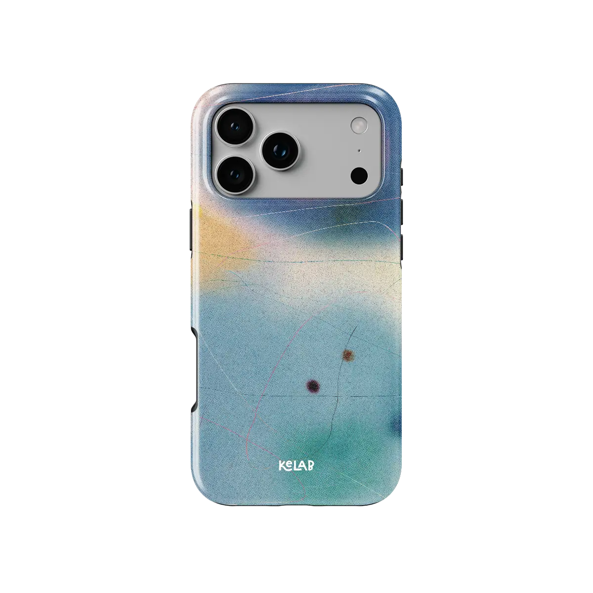 Serenity blue ombre aura gradient Bold iPhone case, front view.