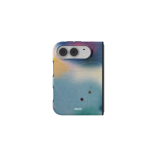 Blue Ombre Aura Gradient iPhone 18 Fold Case, unfolded front view