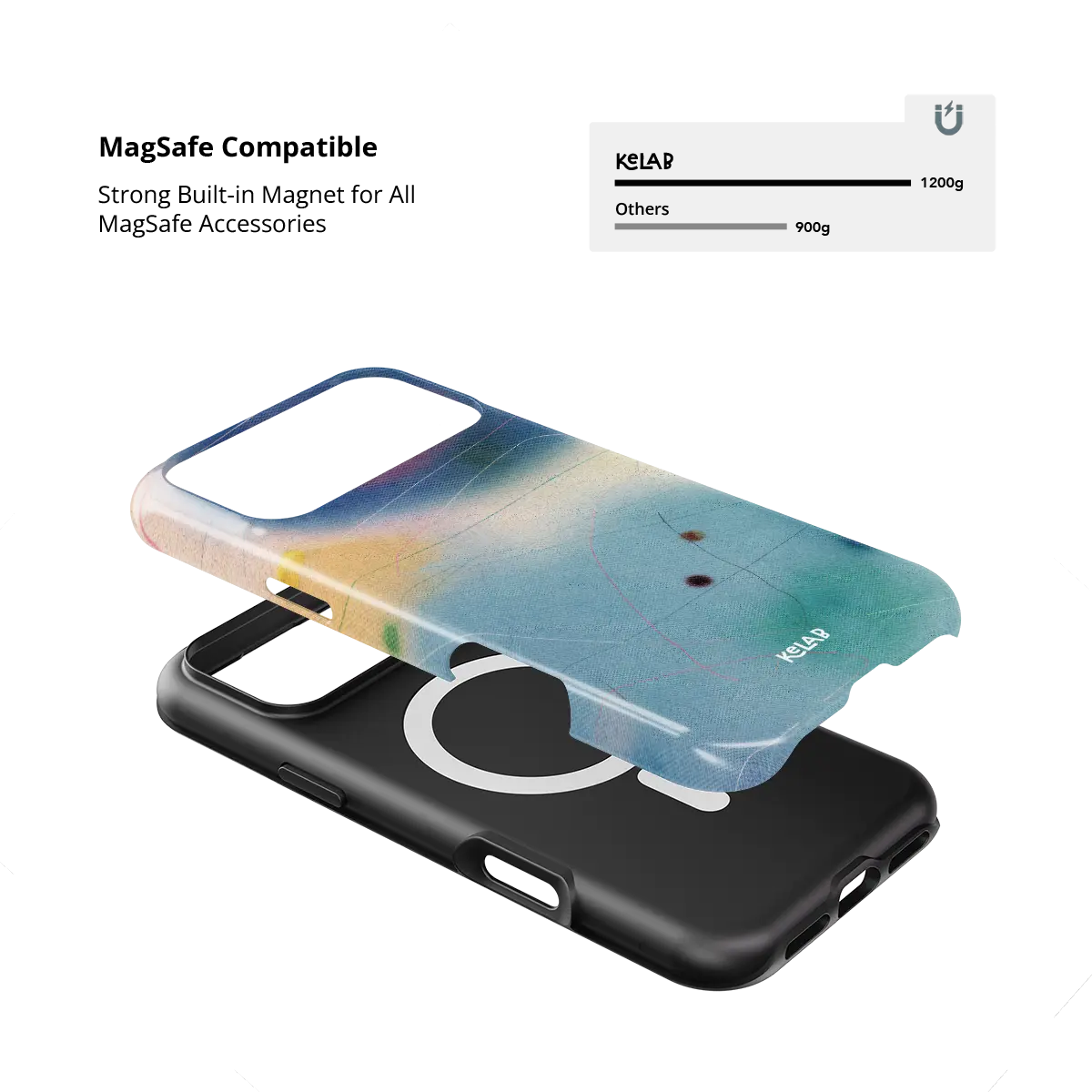 Serenity blue ombre aura gradient Bold iPhone case with built-in strong MagSafe magnets.