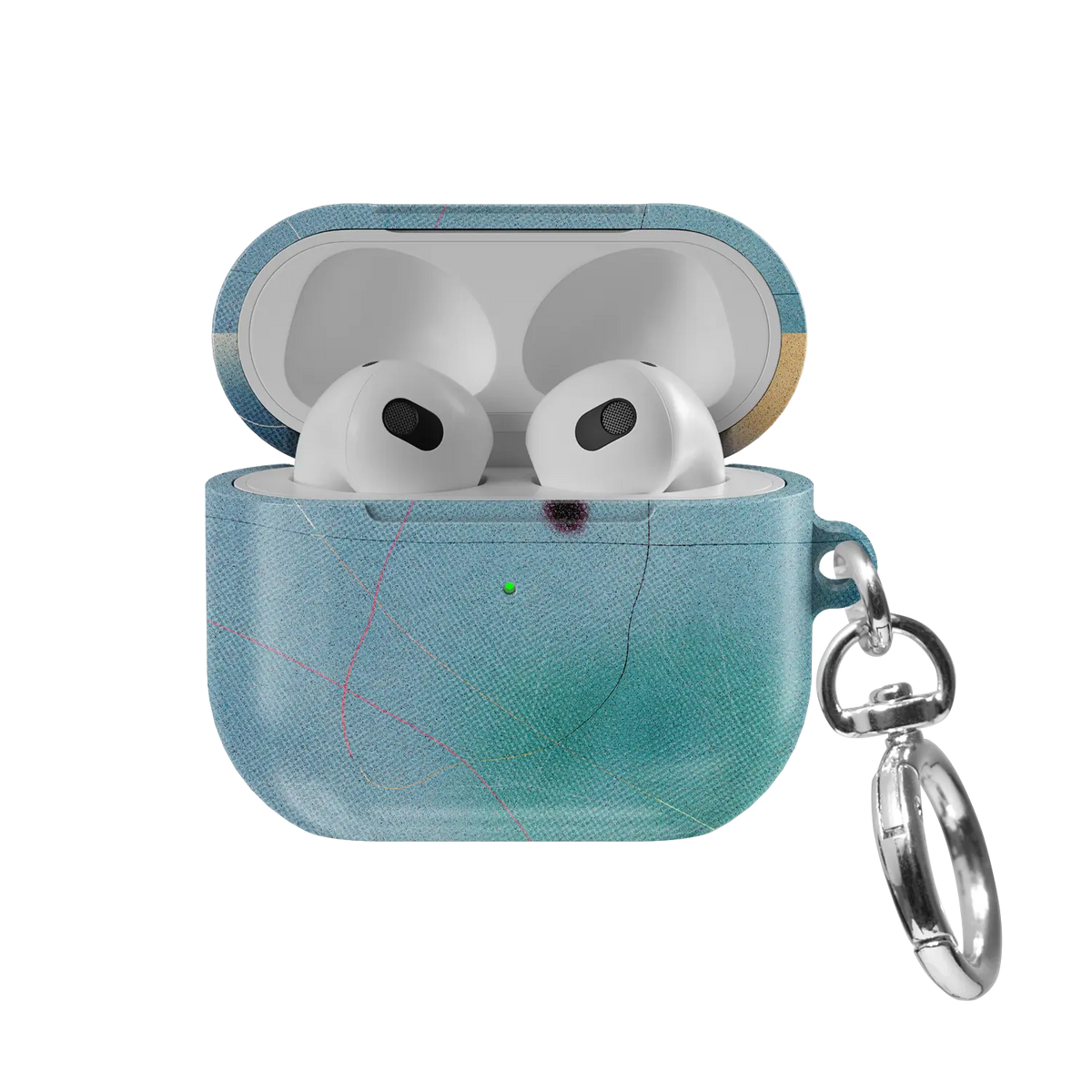 Blue Aura Ombre Gradient Aesthetic AirPods Case, front view with lid open
