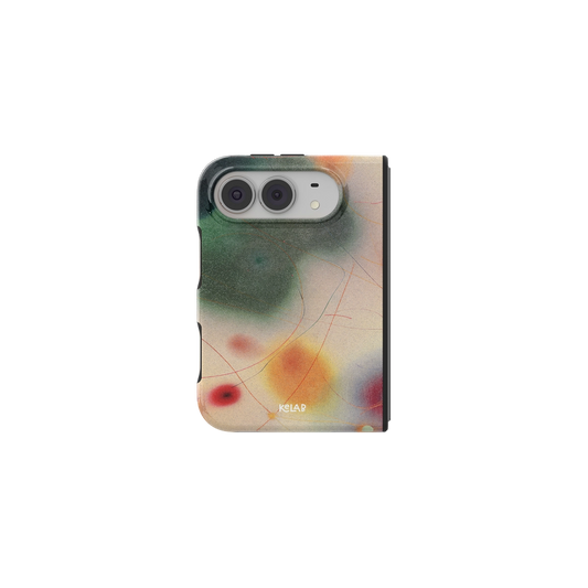 Green Aura Gradient, Matcha Lime Y2K iPhone 18 Fold Case, unfolded front view