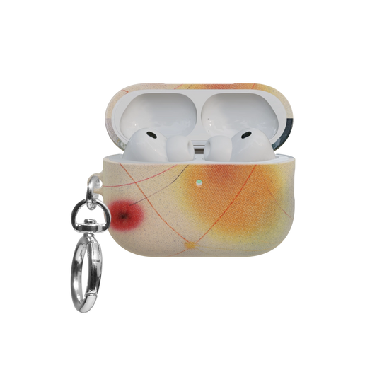 Green Aura Gradient Cute Aesthetic airpods pro case front view with open lid and keychain