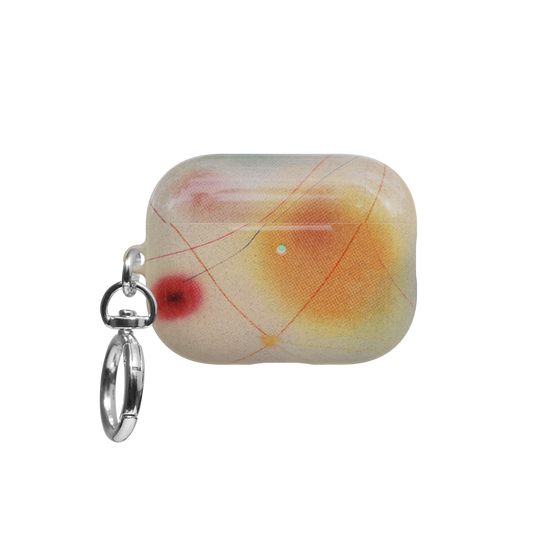 Green Aura Gradient Cute Aesthetic airpods pro case front view with closed lid and keychain