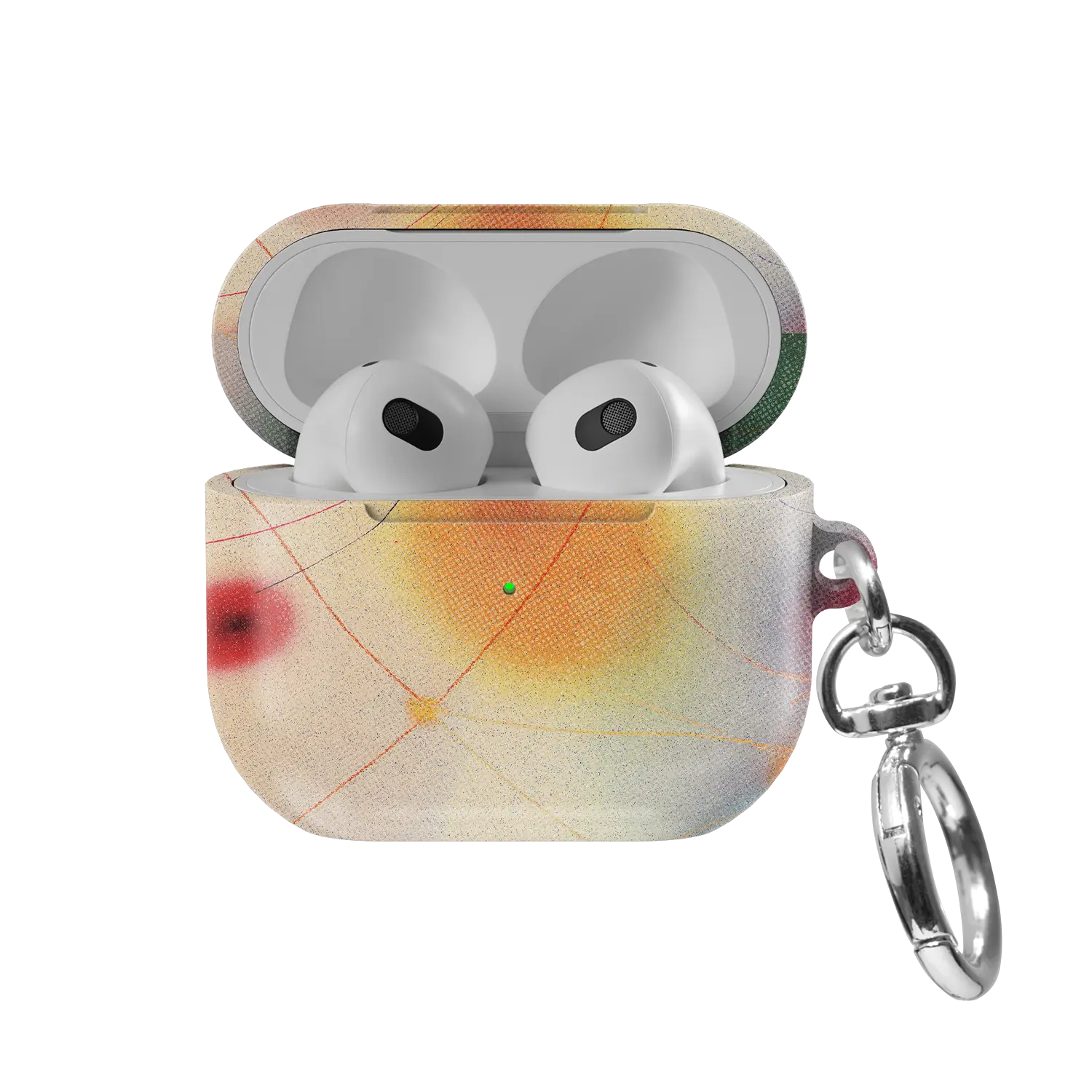 Green Aura Gradient Cute Aesthetic AirPods Case, front view with lid open