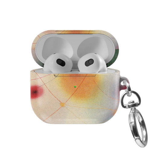 Green Aura Gradient Cute Aesthetic AirPods Case, front view with lid open