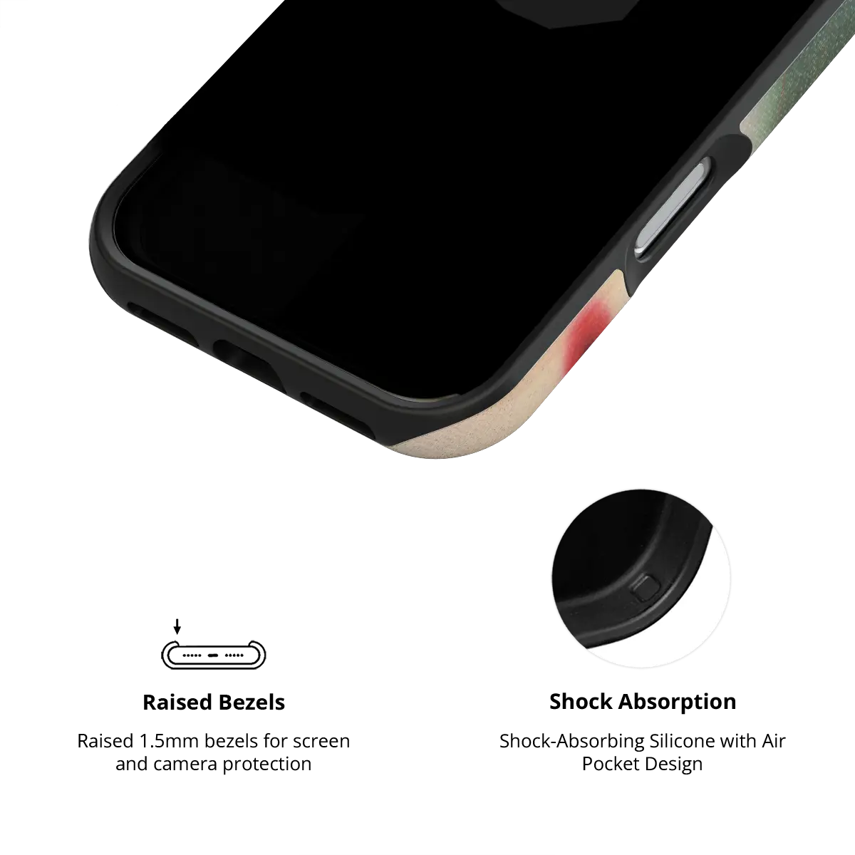 Green Aura Gradient Cute iPhone Case, raised bezel design for shock absorption