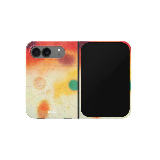 Sunset Ombre, Red Dopamine Aura iPhone 18 Fold Case, unfolded front view