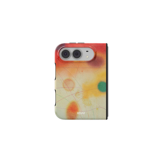 Sunset Ombre, Red Dopamine Aura iPhone 18 Fold Case, unfolded front view