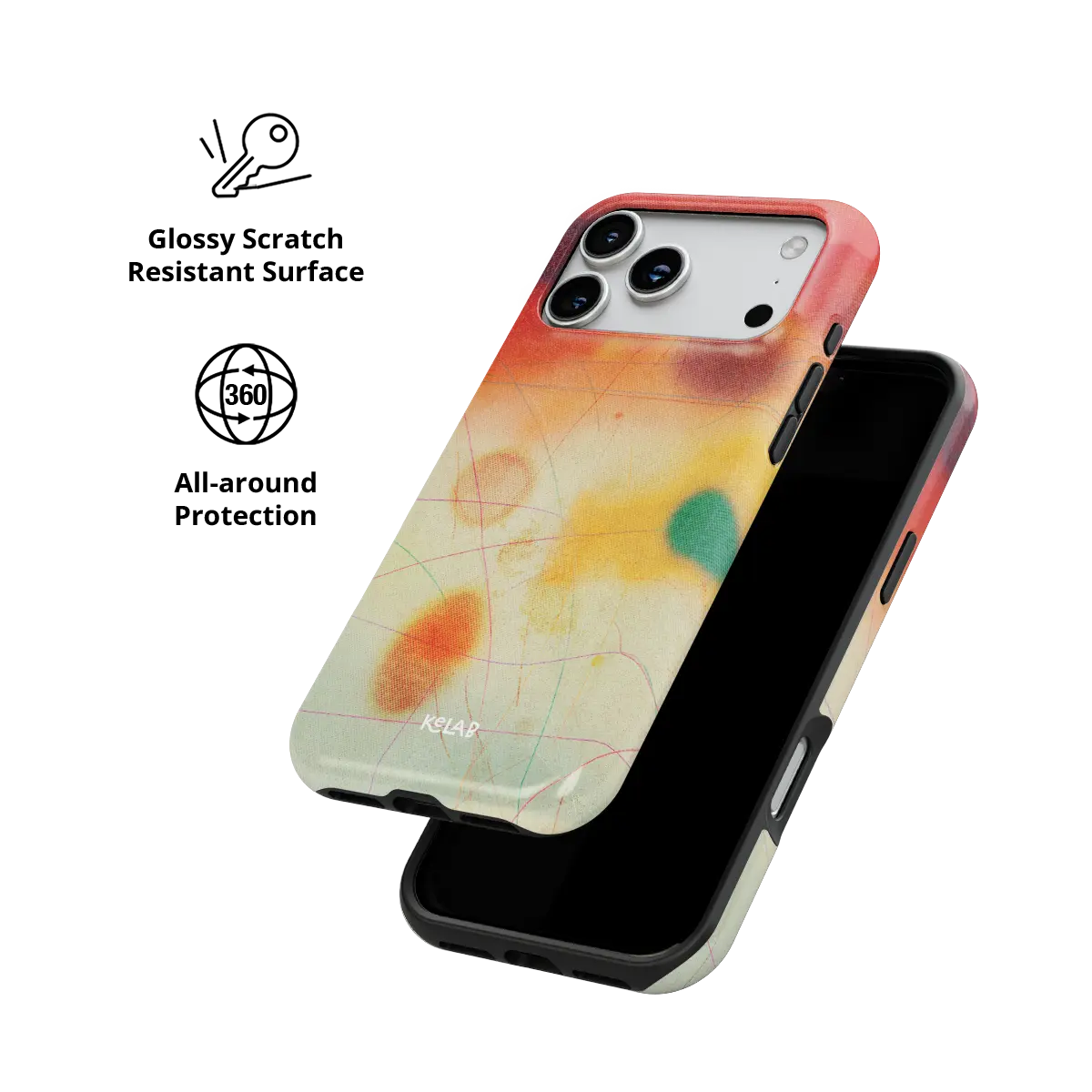 Climax red ombre gradient aura Bold iPhone case with glossy, scratch resistant all-around protection.