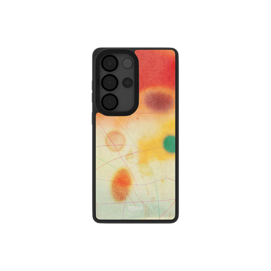 Red aura gradient Samsung Galaxy case, back view with warm sunset ombre around the camera cutout